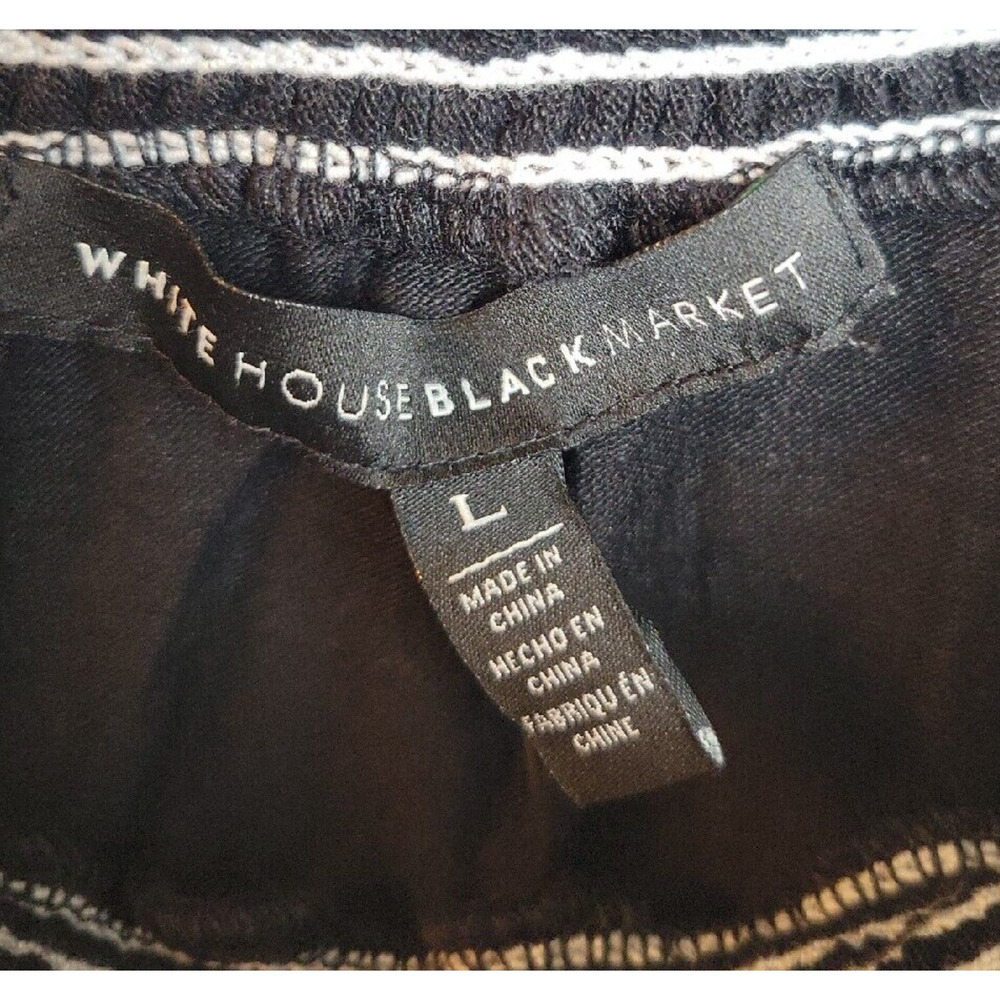 NWT White House Black Market Black Linen Blend Off The Shoulder Top Womens Large - Picture 3 of 11